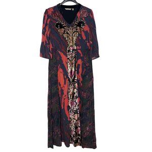 Soft Surroundings Epiphany Mixed Media Velvet Dark Floral Maxi Dress Sz 8 Boho